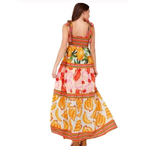 House Of Harlow 1960 Revolve Tropical Fruit and Colorful Stripes Maxi Dress - Picture 2 of 7